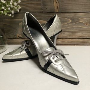 Nine West NW YANCY Silver/Black Heels